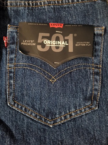 Levi’s 501 Men’s Dark Wash Jeans 28x32 Button-Fly NEW w/ Tags “Big E” Red Tab - Picture 6 of 18