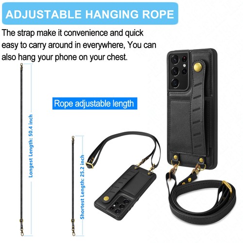 For Samsung Galaxy S21 S22 Ultra / Plus Case Card Holder Cover Stand Crossbody - Picture 10 of 29