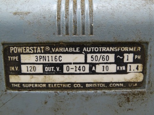 Powerstat Autotransformer 120V 6A 1ph , 3PN116C - Picture 3 of 7