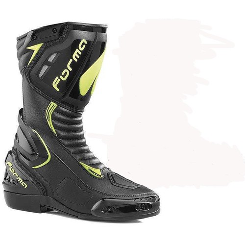 STIVALE PELLE MOTO STRADA SPORTIVO RACING FORMA FRECCIA NERO GIALLO 46 OMOLOGATO - Imagen 2 de 3