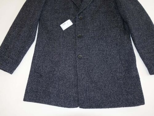 Jos. A. Bank Men's Herringbone Tweed Coat Size Large Navy Blue Wool Button Front - Picture 3 of 10