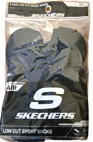 Skechers Men's Low Cut Black Sport Socks Size 6 - 12 ( 2 pkgs of 6 ) NEW - Picture 5 of 5
