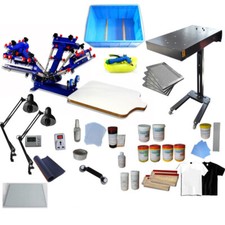 4 Color 1 Station Screen Printing Kit Flash Dryer Exposure Unit Shirt DIY