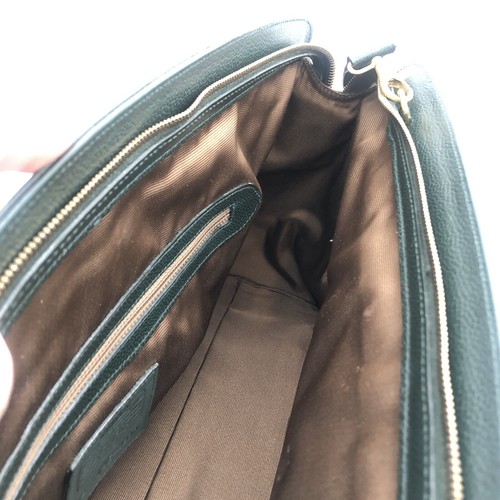 Vintage Coach Madison Lowell Satchel Forest Green Leather ITALY Shoulder XL HUGE - Picture 12 of 24