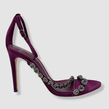  695 Alexandre Birman Women's Purple Suede Salto Alto Sandal Shoes Size 38.5
