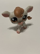 Littlest Pet Shop 1210 White Pink Flower Cow w/ Brown Dot Eyes