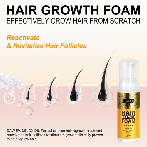 5% Minoxidil Foam Hair Growth Men&Women +Biotin Hair Regrowth Hair loss treatmen - Picture 12 of 19
