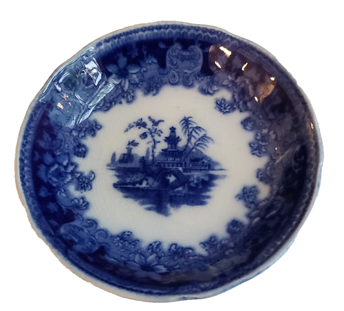6 Dessert / Fruit Bowls Shanghai Flow Blue W.E. Corn Pottery Antique - Picture 2 of 4