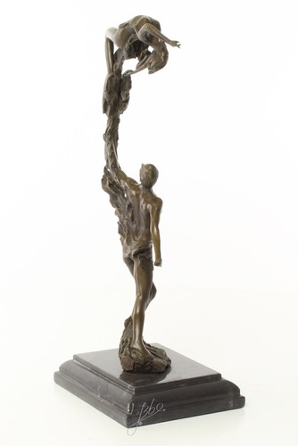 Figura de Bronce Escultura Abstracto Arte Figura Pareja de Amantes Par H 36 CM - Imagen 4 de 5