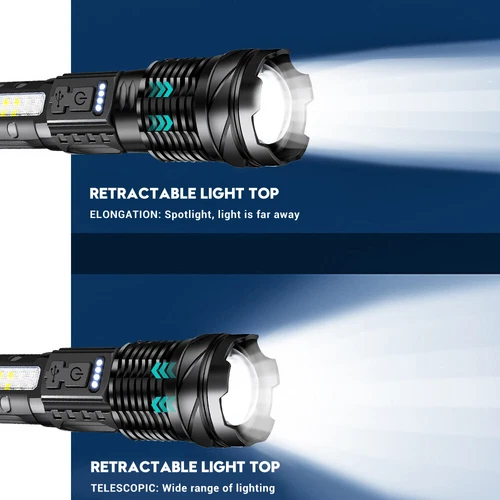 Linterna táctica LED súper brillante de 1000000 lúmenes recargable con zoom 7 modos - Imagen 6 de 40