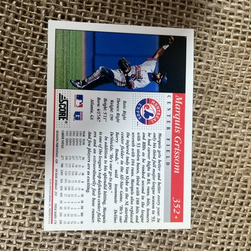 Marquis Grissom ‘94 Montreal Expos As Score Baseball Card 352 Collector - Picture 2 of 4