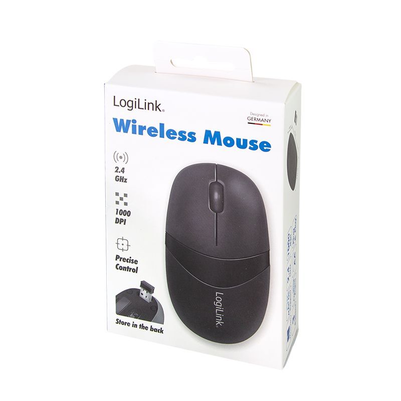 LogiLink ID0069 Optische Mini USB Funk Maus 2.4 GHz mit 3 Tasten schwarz 1000dpi