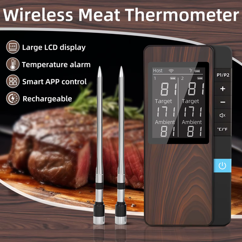Wireless Meat Thermometer Digital Bluetooth Dual Probe Rechargeable with LCD Scr - Picture 2 of 12