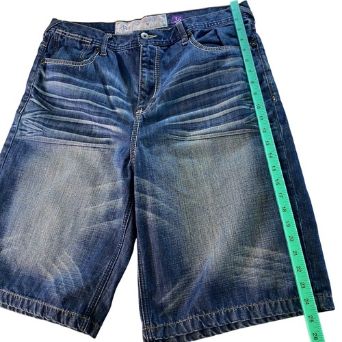 Akoo Jeansshorts Jorts Baggy Streetwear Herren 36 Whiskering bestickt Taschen - Bild 11 von 20