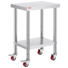 Heavy-Gauge 24x18x34in Work Table 3-Tier Adjustable Rolling Stand