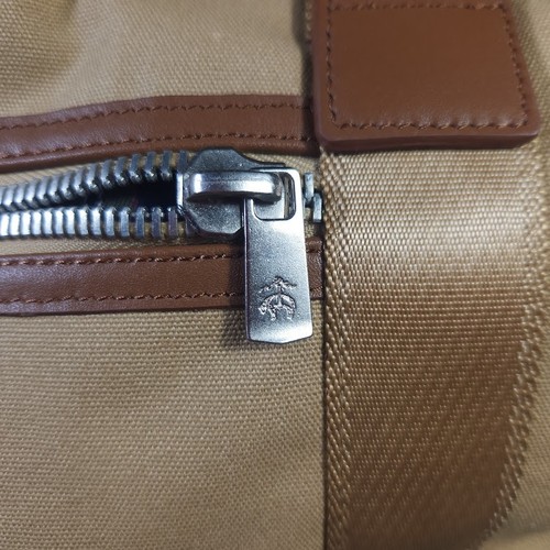 Borsone Brooks Brothers in tela di lusso attrezzatura da viaggio manici in pelle marrone chiaro - Foto 4 di 18