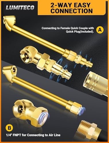 2 Pack Heavy Duty Air Chuck Set-1/4 Inch Female NPT Closed Ball Tire Chuck - - Picture 6 of 8