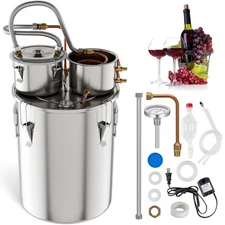 10 Gallon Stainless Steel Water Alcohol Distiller Alcohol Still w/ Thermometer
