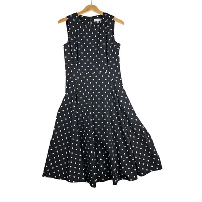 calvin klein polka-dot fit & flare dress Calvin Klein Polka-Dot Fit &Flare Dress size 8 Black/White