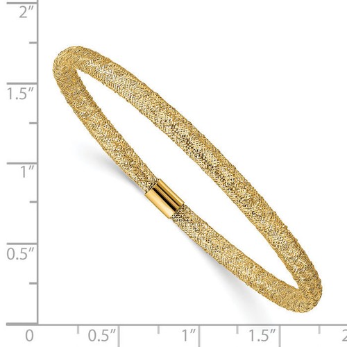 14K Solid Yellow Gold Stretch Mesh Wrap Bracelet - Picture 4 of 12