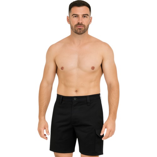 Mens Hard Yakka Core Basic Stretch Drill Cargo Short Black Y05067 - Picture 5 of 8