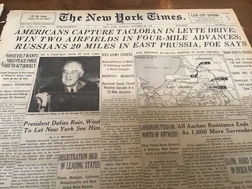 Old New York Times 1944 President Roosevelt Photos Wwii Capture Of Tacloban
