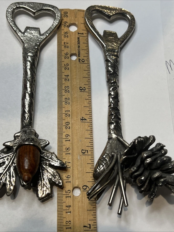 Mud Pie Bottle Openers - Set of 2 - Acorn and Pine Cone - Cast Aluminum Holiday - Image 2 of 4