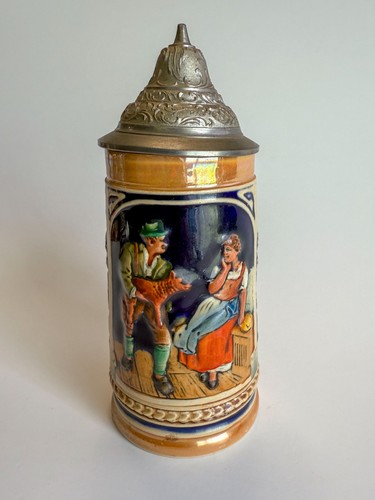 Vintage 1970s Original Collection of 4 GERZ 7" German Beer Stein With Pewter Lid - Bild 4 von 22