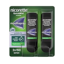 Nicorette QuickMist Mouthspray, Freshmint (2 x 150 Sprays) Smoking or Vaping