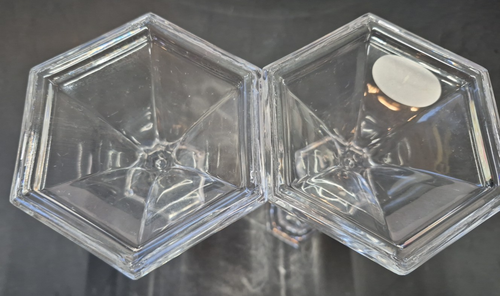 Juego De Colección De 2 Candelabros Cónicos 24% Cristal Plomo Completo 8" Hexágono - Imagen 4 de 5