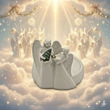 NEW YANKEE CANDLE CHRISTMAS WHITE ANGELS TREE STAR LARGE JAR HOLDER FREE SHIP