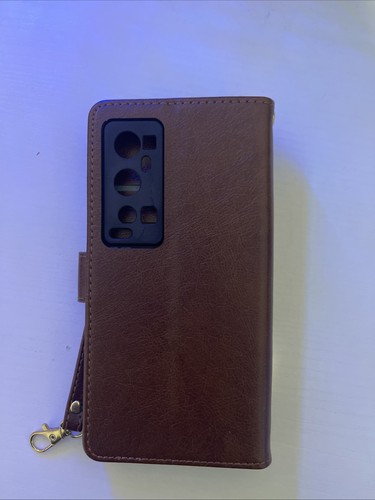 Funda de cuero genuino para ViVo X60 Pro Plus cubierta tipo billetera abatible - marrón - Imagen 2 de 6