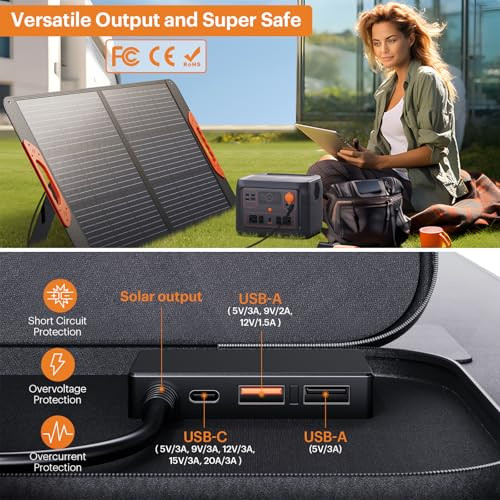 Portable Solar Panel, 100 watt 20V Monocrystalline Foldable Solar Charger 100W - Picture 7 of 7