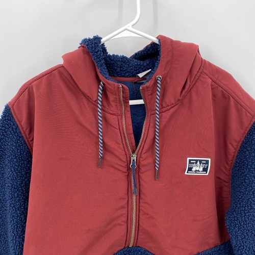 Hurley Half Zip Sherpa Anorak Hoodie Jacket Pullover Blue Red Size XXL Mens - Picture 2 of 9