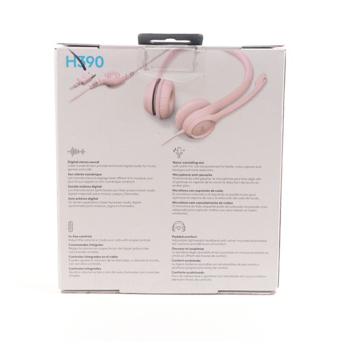 Logitech H390 Wired USB On-Ear Stereo Headphones with Mic Rose Pink PC Laptop - Picture 2 of 2