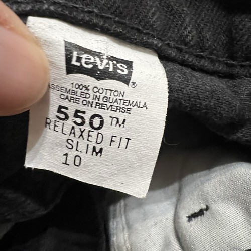 Vintage Kids Levi's Orange Tab Black Denim Jeans 550 Relaxed Fit Slim Size 10 - Picture 3 of 8