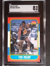 1986-87 Fleer - Karl Malone #68 - SGC 8 - Graded NM-MT