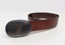 Abercrombie and Fitch Brown Floral Embossed Leather Belt Oval Buckle Small Vtg