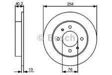 Bosch Brake Discs Pair Rear 257.9mm 76mm Solid 10mm 0986479484