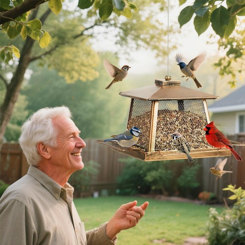 Large Bird Feeder for Outdoor, Gazebo Style Wild Bird Feeders, Metal Mesh Squ... - Picture 6 of 8