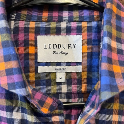 Ledbury Fine Shirting Multicolor Plaid Slim Fit Long Sleeve Shirt Mens M Fall - Picture 3 of 6