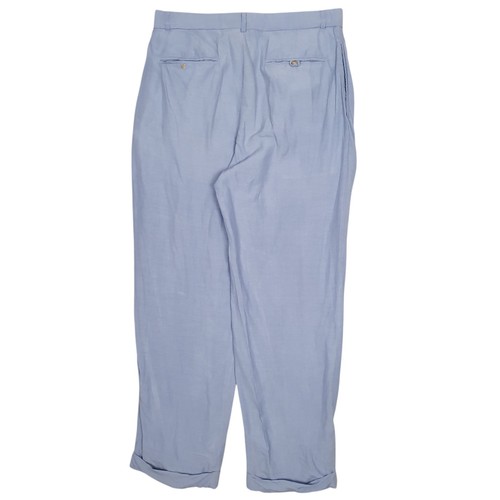 POLO RALPH LAUREN Plissee Chino Hose Seide & Leinen Blau Herren W32 L30 - Bild 2 von 7