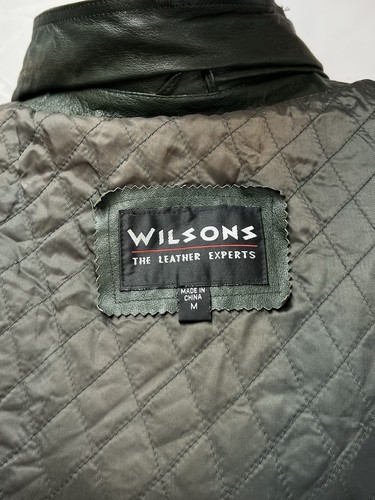 Wisons Leder Vintage Damen M dunkelgrün gesteppt gefüttert Cinched 90er Y2K Jacke - Bild 4 von 7