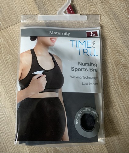 Time And Tru Maternity Size Small 4-6 Black Low Impact Sports Nursing Bra - Picture 1 of 6