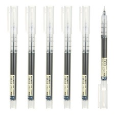 6Pcs Gel Ink Pens, 0.5mm Liquid Ink Rollerball Pens, Dark Blue