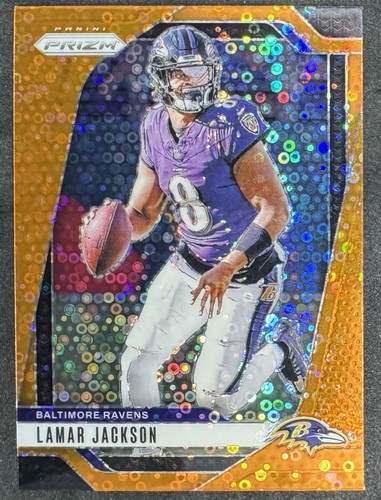 Lamar Jackson 2024 Panini Prizm Orange Disco Prizm #19 Baltimore Ravens
