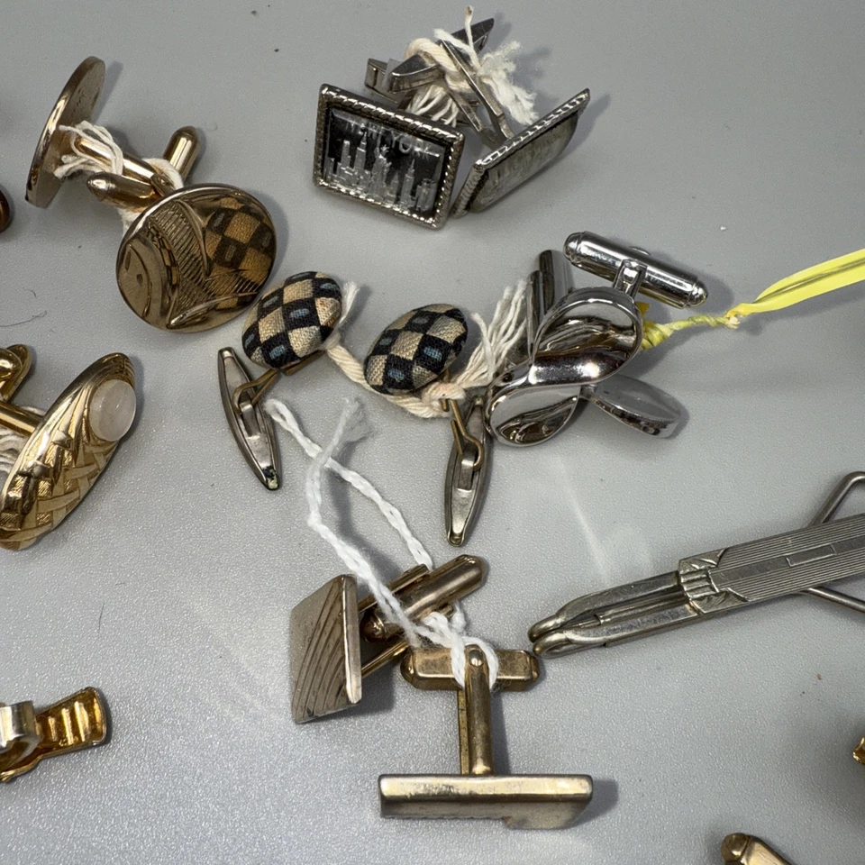 Antiguo Lote De Colección De Gemelos Swank Tie Clips 80 Artículos. Foto 3 de 4