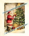 Santa Decorating Tree Tin Sign Classic Christmas