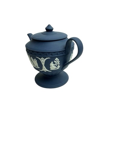 Vintage Wedgwood Jasper Icarus Small Dark Blue Teapot - Picture 5 of 10