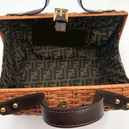 Fendi Handbag Rattan Basket Bag Straw Zucca Pattern Vintage 26 15435 0 982 - Picture 24 of 24